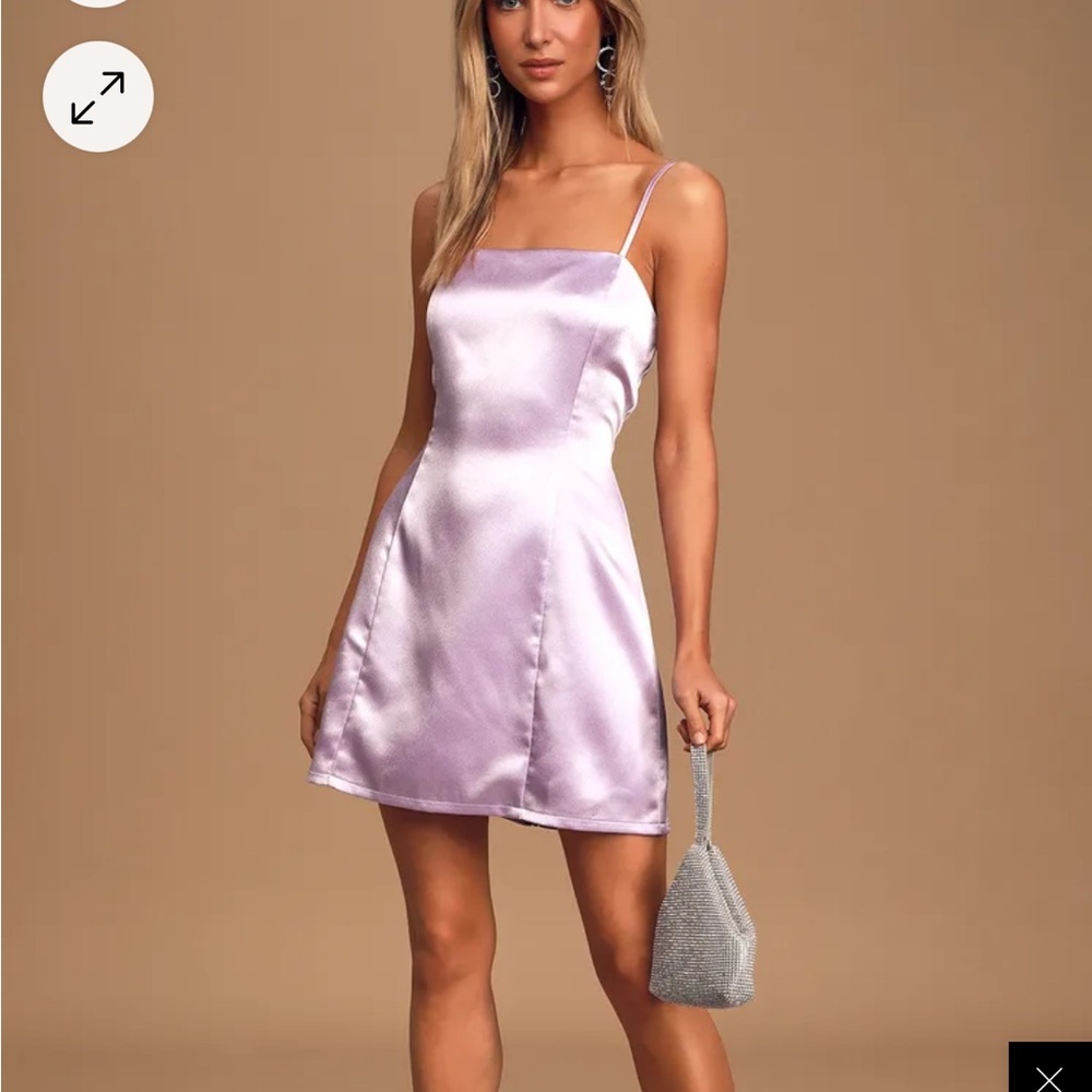 Lulus Satin Start the Party Lavender Sleeveless Mini Dress